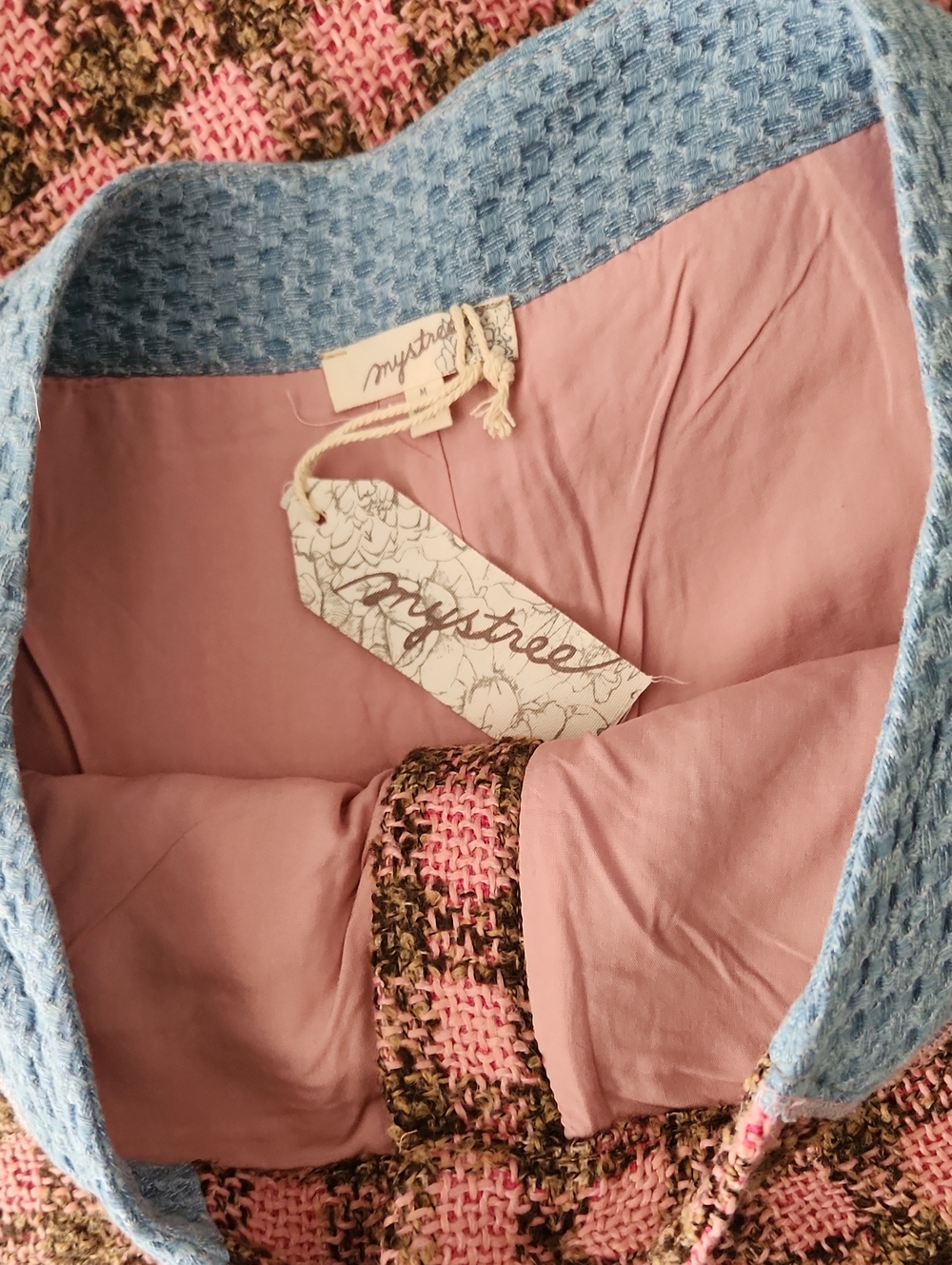 Mystree Pink and Brown Plaid Tweed Jacket and Short Set - Picture 11 of 14